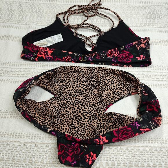 Urbanology Floral Leopard Bikini Set 2-Piece Swimsuit Size L NEW - Picture 3 of 5